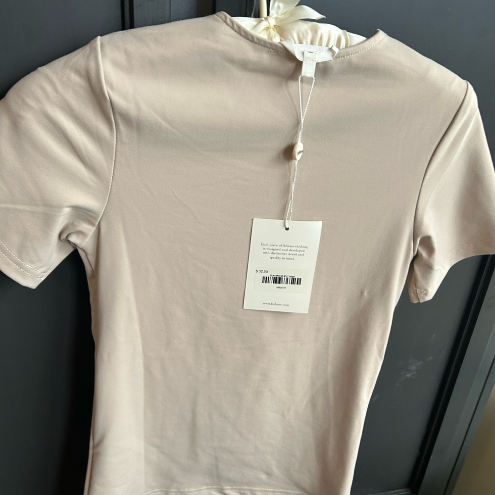Beige Short Sleeve Top